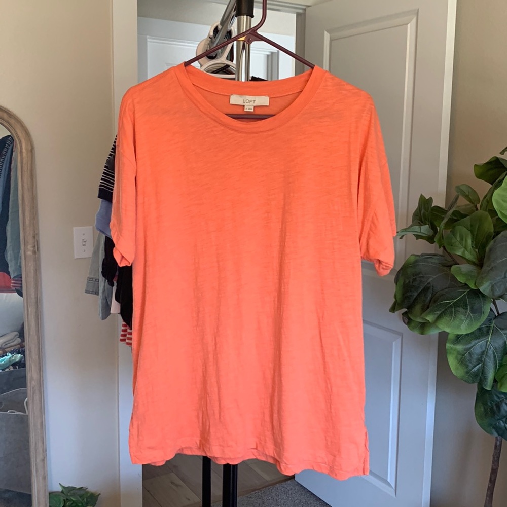 LOFT oversized crew neck tee heathered orange NWOT